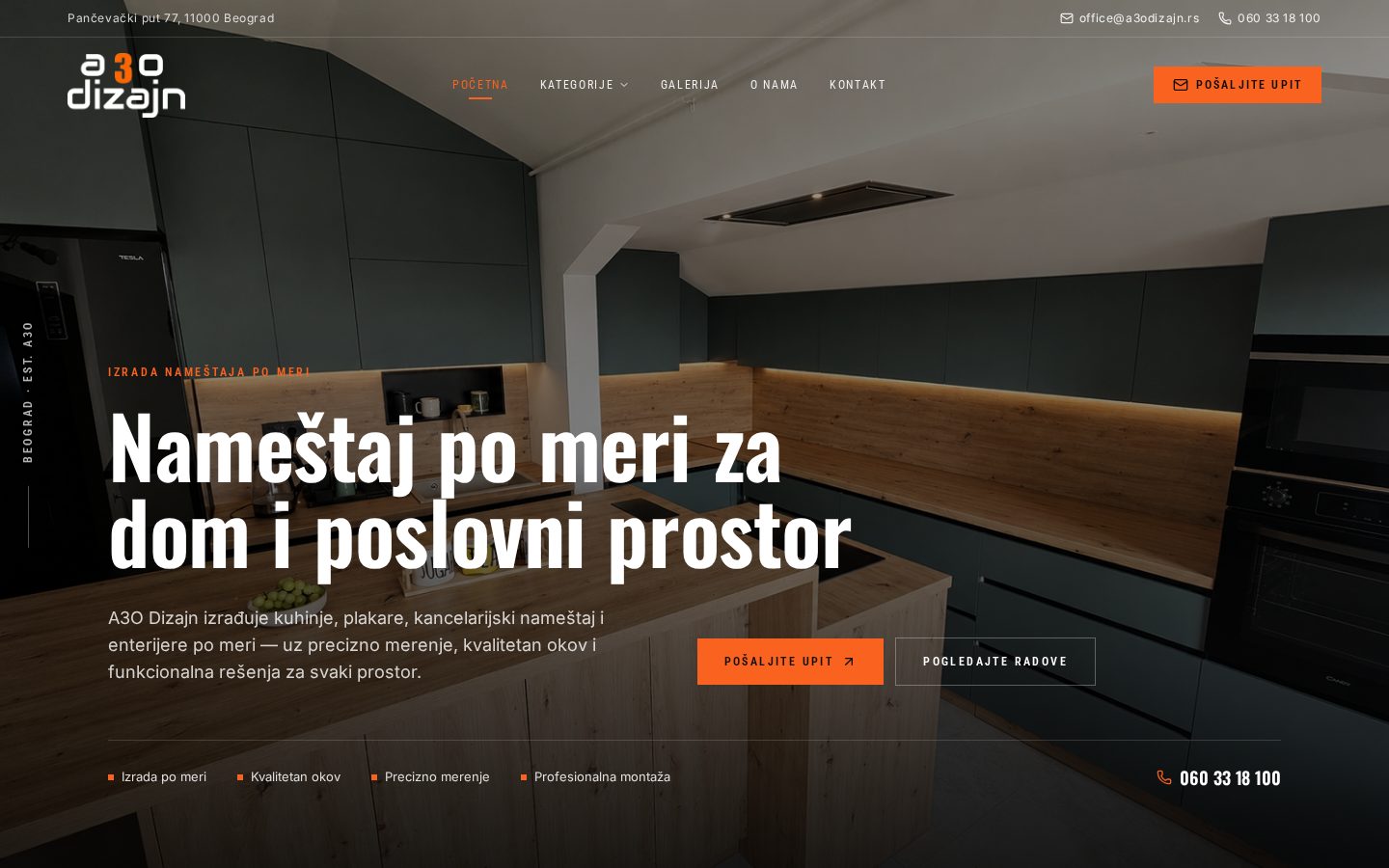 Početna strana sajta A3O Dizajn (a3odizajn.rs)